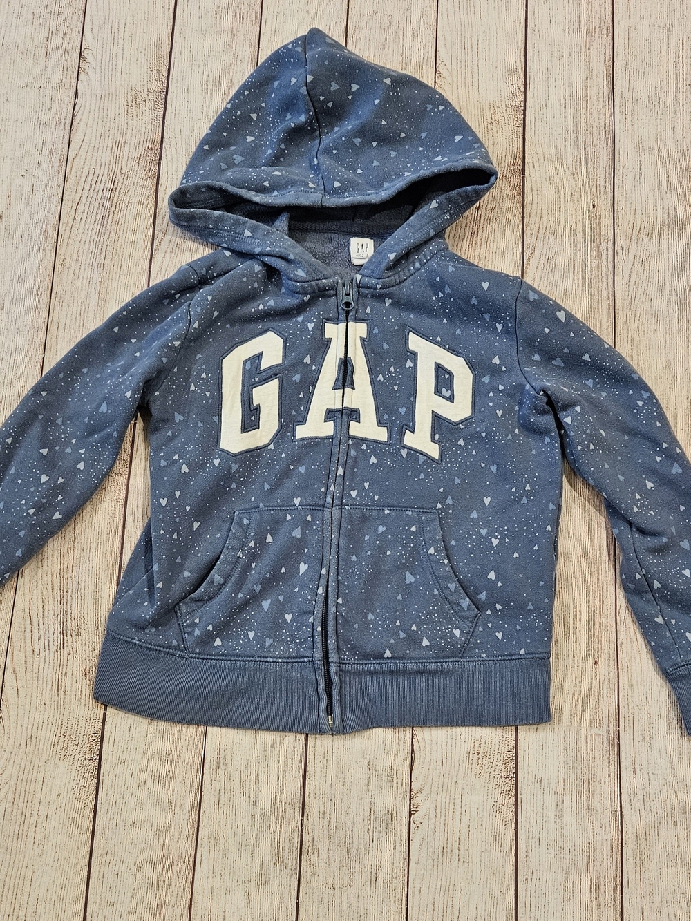 GAP Blue Hooded Zip Sweatshirt with Triangle Print